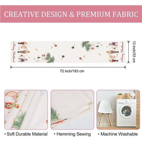 Christmas Nutcrackers Table Runner 13x72 Inch, Xmas Seasonal Winter Holiday - Picture 6 of 6